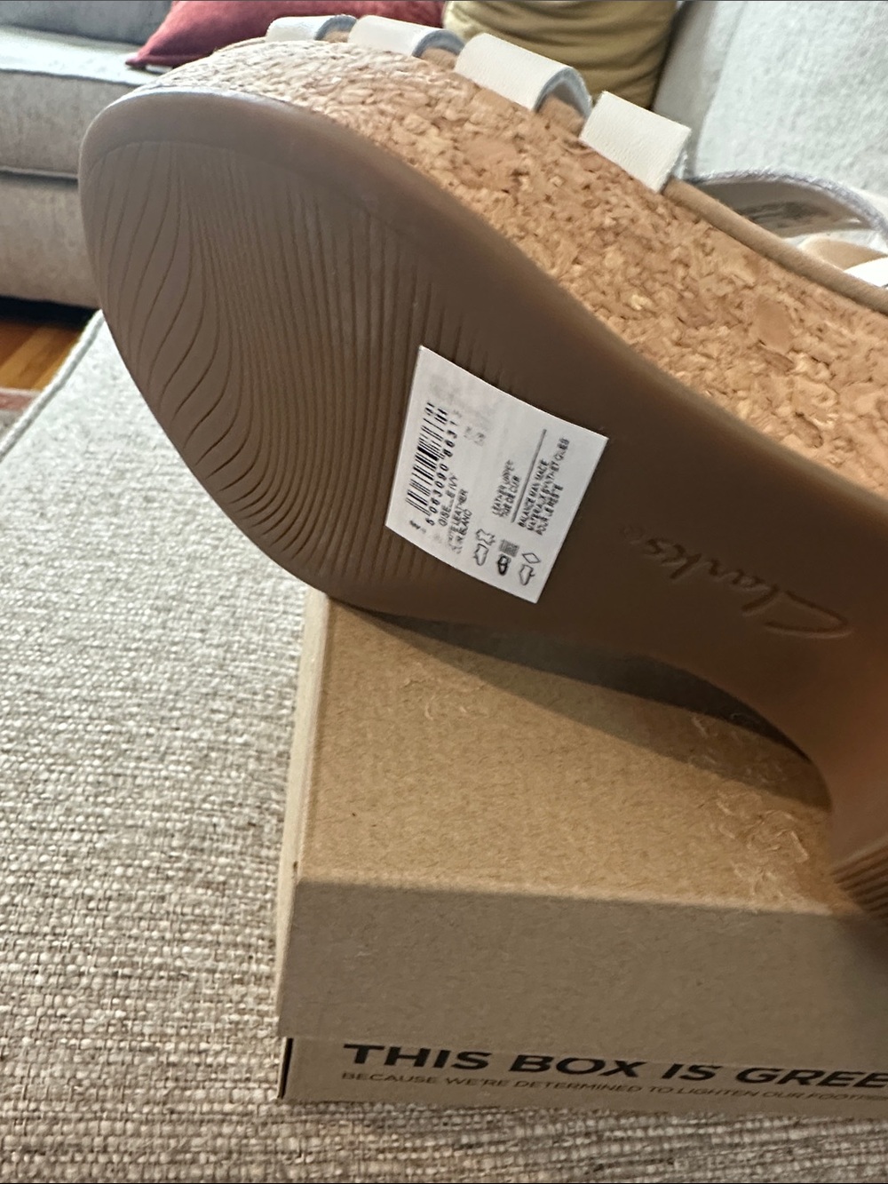 Clarks White Leather Cork Wedge Slingbacks - Picture 5 of 5